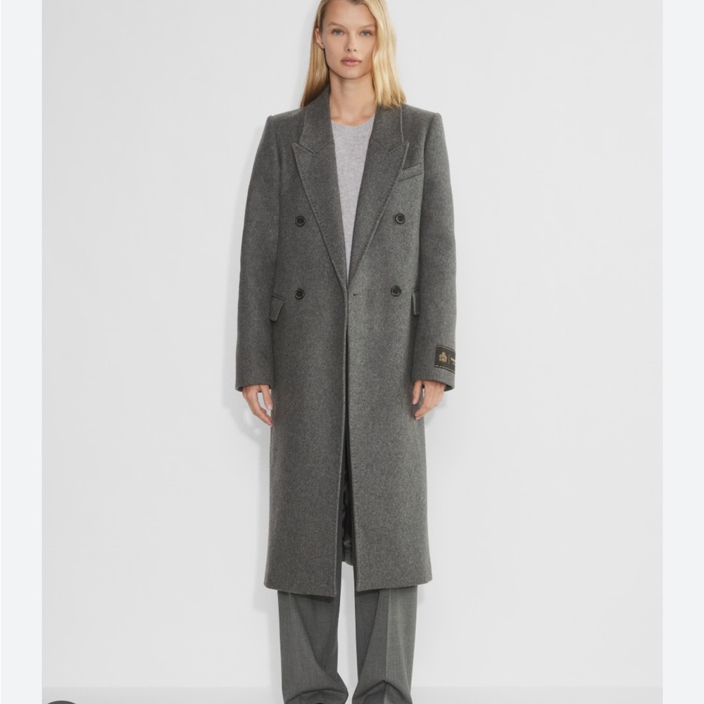 Aritzia Gray Double-Breasted Coat